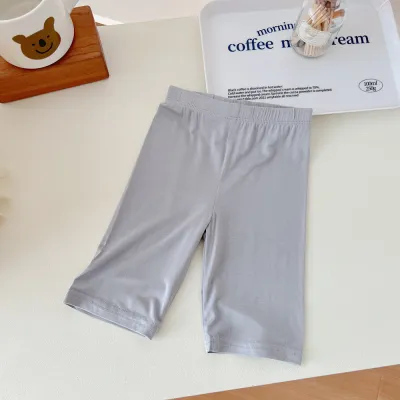 Children Kids Girls Casual Basic Solid Cotton Leggings Shorts Middle Waist