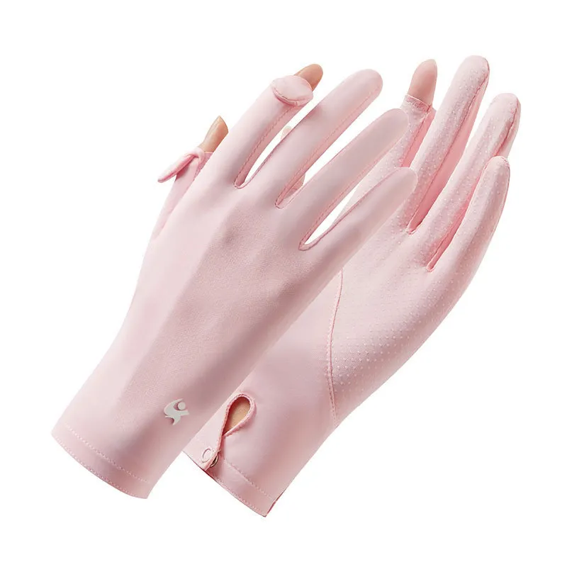 Summer Women Outdoor Driving And Riding Silicone Anti-Skid Ice Silk Sunscreen Gloves