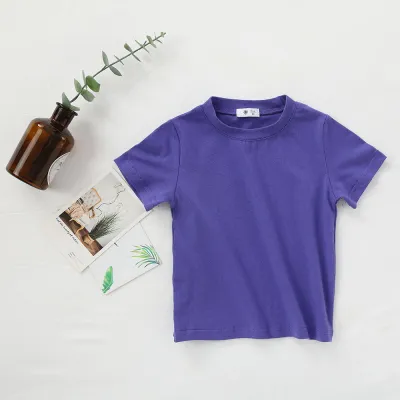 Children Kids Baby Fashion Girls Boys Casual Basic Solid Color Short Sleeve Round Neck T-Shirt