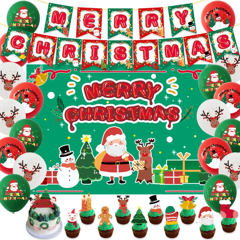 12 Inch Latex Printing Balloons Elk Santa Claus Home Store Christmas Decoration