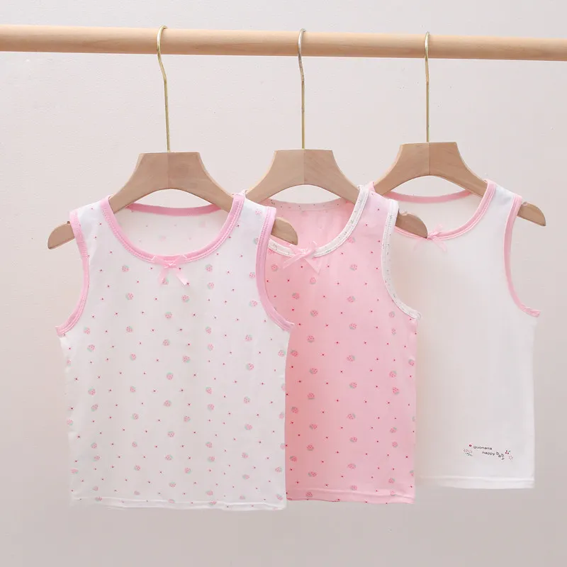 Kids Girls Clothing (3-14T) Strawberry Print Sleeveless Sling Vest Top Casual Summer Cotton Lycra