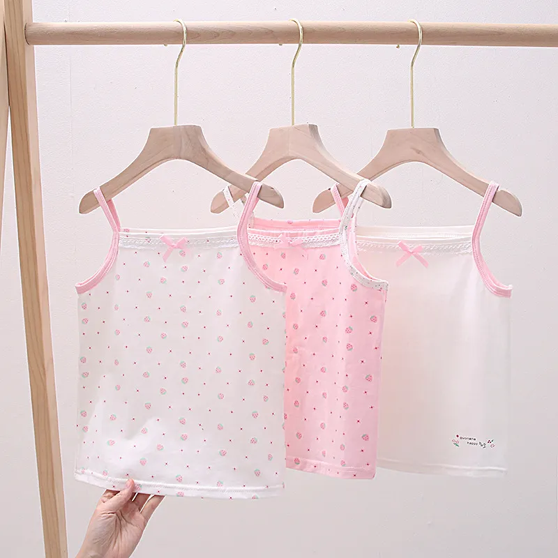 Kids Girls Fashion Basic Strawberry Print Sleeveless Cotton Lycra Sling Vest Top