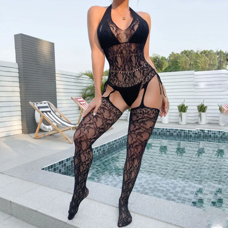 Sexy Lace See Through Hosiery Undergarments For Women Solid Color