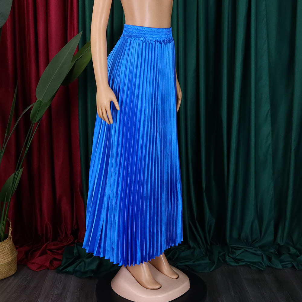 Wholesale Women Fashion Casual Solid Color Pleated Skirt