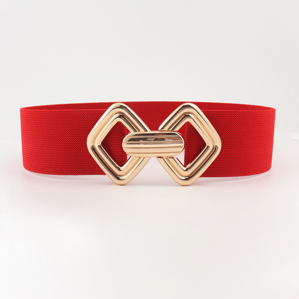 Wholesale Women Fashion Metal Hook Buckle Elastic Wide Waist