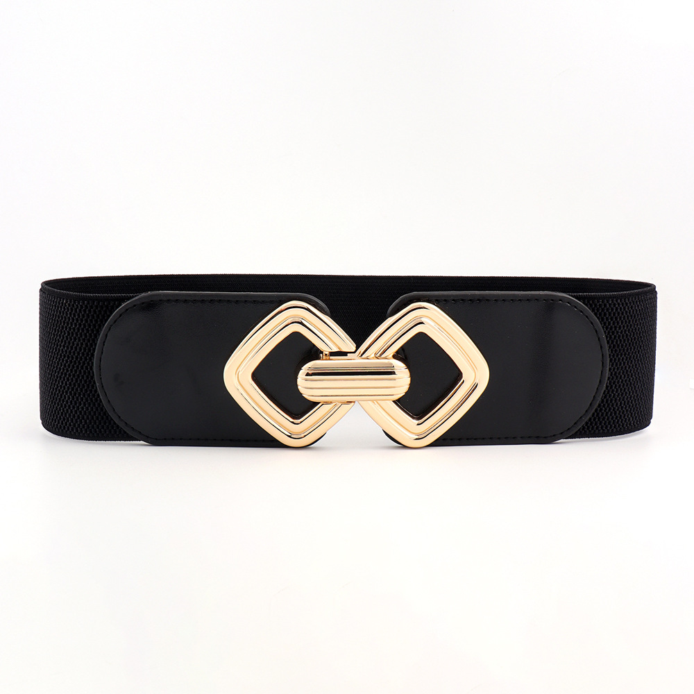 Wholesale Women Fashion Metal Hook Buckle Elastic Wide Waist