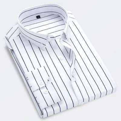 Men Plus Size Casual Basic Stripe Long Sleeve Cardigan Shirt