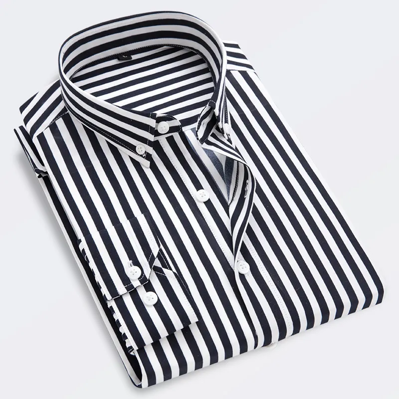 Men Plus Size Casual Basic Stripe Long Sleeve Cardigan Shirt