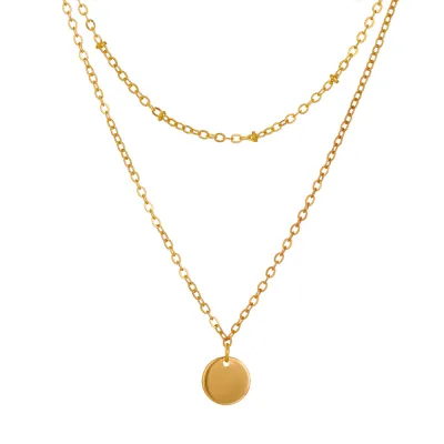 Women Fashion Drop Rhinestones Rectangle Double-Layer Alloy Necklace