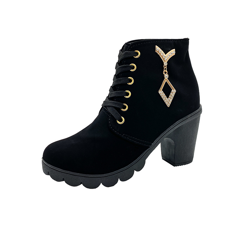 ショートブーツ・ブーティ Raina Basic Spandex Garbo Ankle Boots (8 cm, 5 COLOR) Wholesale Plus Size Women Fashion Round Toe Solid Color Lace