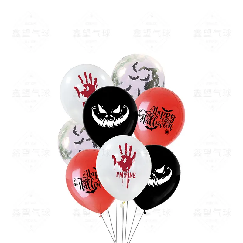 Halloween Party Fashion Bat Blood Handprint Confetti Sequins Latex Balloon