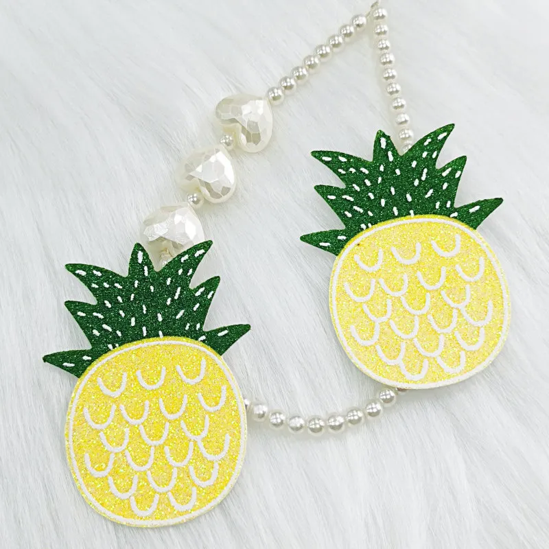 Women Fashion Yellow Pineapple Glitter Disposable Chest Stickers