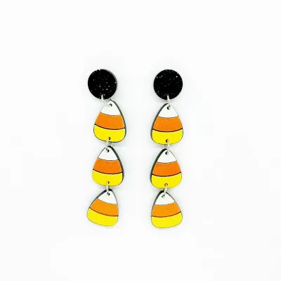 Women's Halloween Acrylic Glitter Bats Pumpkin Ghost Dangle Earrings