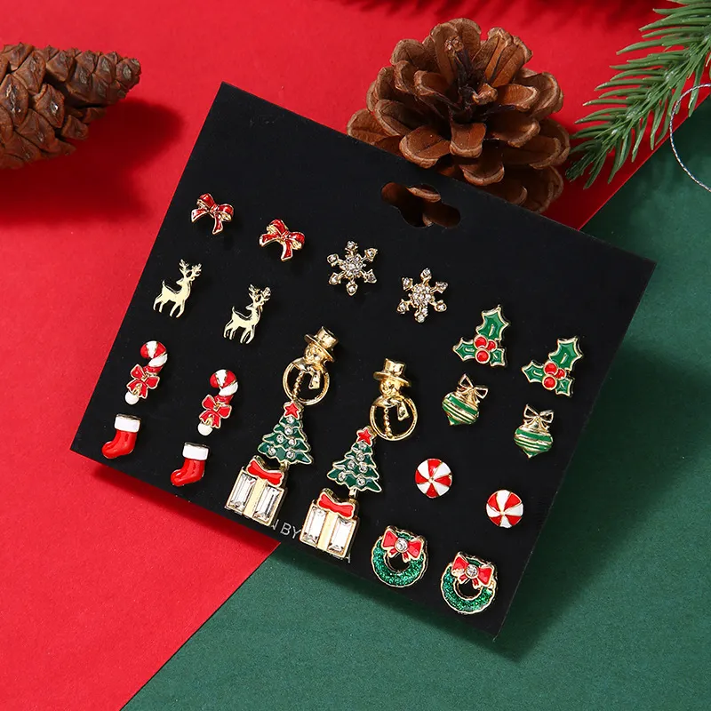 1 Pair Cute Sweet Christmas Tree Christmas Socks Elk Alloy Plastic Earrings