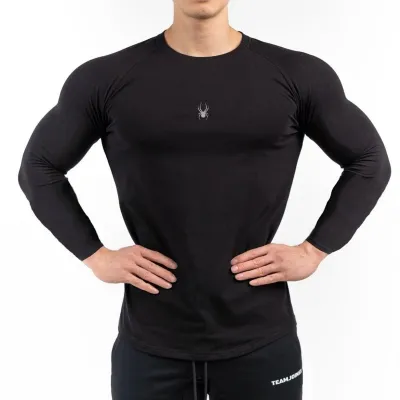 Men Casual Round Neck Long-Sleeved Quick-Drying Milk Fiber Sports Top