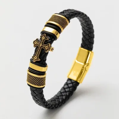 Men Casual Handwoven Cross Bracelet