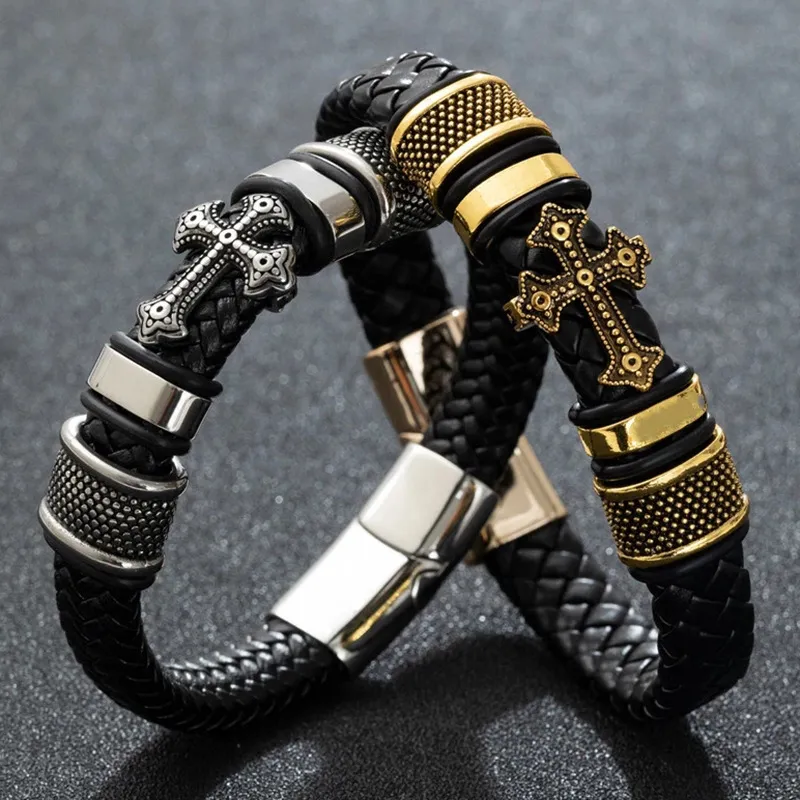 Men Casual Handwoven Cross Bracelet