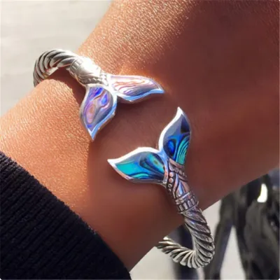 Men Fashion Mermaid Tail Opening Adjustable Alloy Bracelet