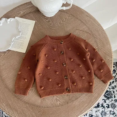 Toddlers Baby Girls Boys Casual Basic Long Sleeve Solid Color Knitted Cotton Cardigan Coat