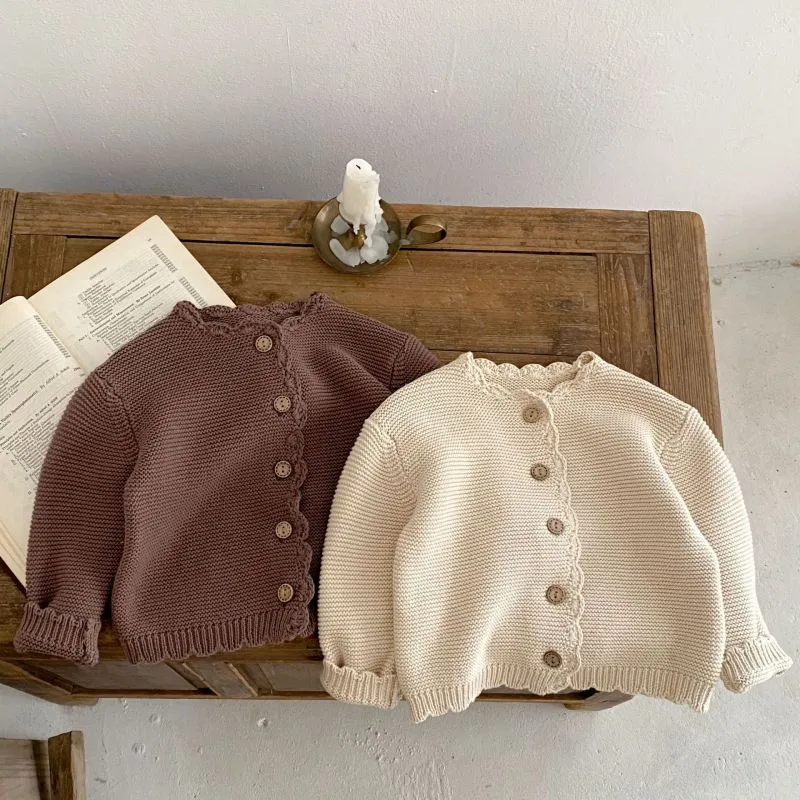 Toddlers Newborn Baby Fashion Unisex Casual Basic Long Sleeve Solid Color Cotton Knitted Cardigan Coat