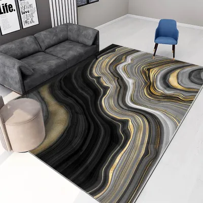 Abstract Ink Smudged Line Carpet Living Room Floor Mat Hand Washable