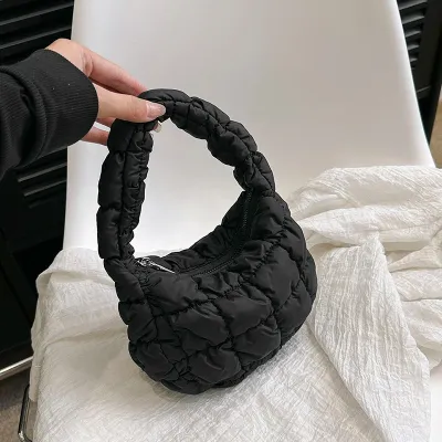 Children Kids Baby Fashion Solid Color Bubble Pleated Handle Cloud Bag