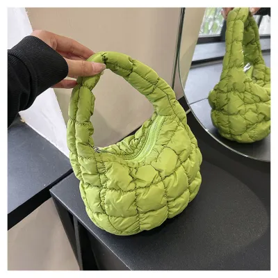 Children Kids Baby Fashion Solid Color Bubble Pleated Handle Cloud Bag