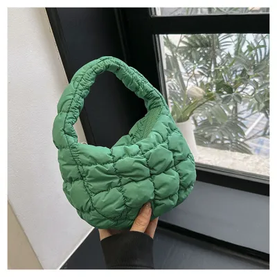 Children Kids Baby Fashion Solid Color Bubble Pleated Handle Cloud Bag