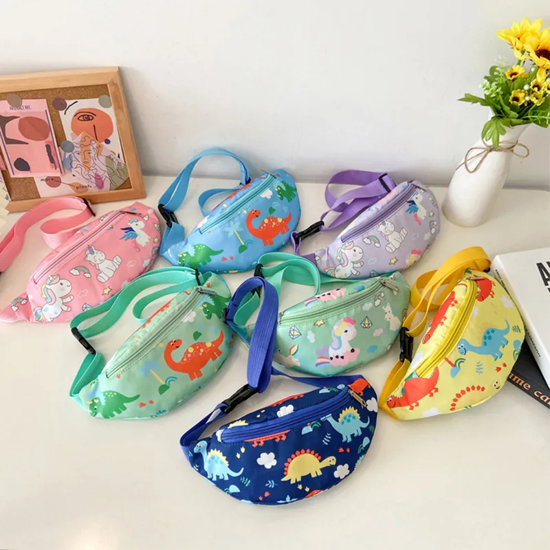Children Kids Baby Fashion Cute Dinosaur Print Casual Waist Bag for Boys Girls