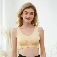 Wholesale Women Fashion Sexy Solid Color Lace Breathable Bilateral Buckle  Sports Bra