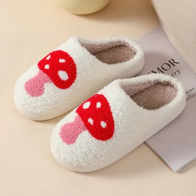 Women Fashion Heart Mushroom Plush Home Indoor Slippers