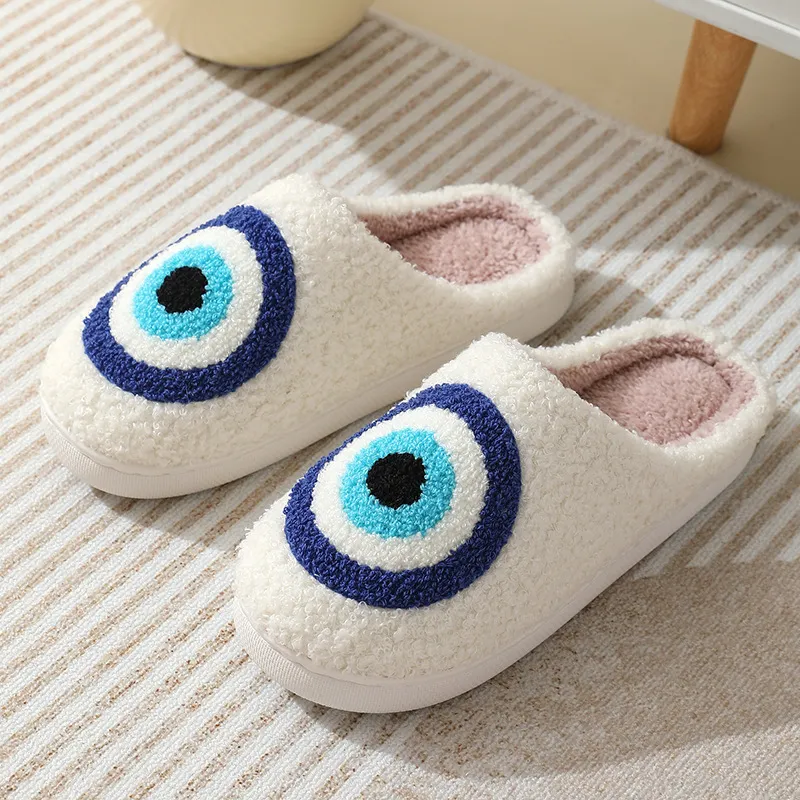 Women Fashion Devil'S Eye Platform Indoor Thicken Slippers Suede Cartoon Set Of Toes