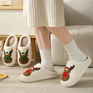 Plus Size Women Fashion Christmas Elk Anti-Slip Indoor Slippers