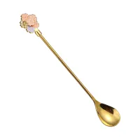 [304 Long Handle Gold] Cherry Blossom Spoon