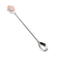 [304 Long Handle Silver] Cherry Blossom Spoon