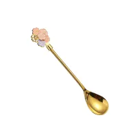 [304 Short Handle Gold] Cherry Blossom Spoon