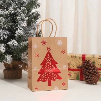 Christmas Bronzing Kraft Paper Tote Gift Bag