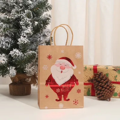Christmas Bronzing Kraft Paper Tote Gift Bag