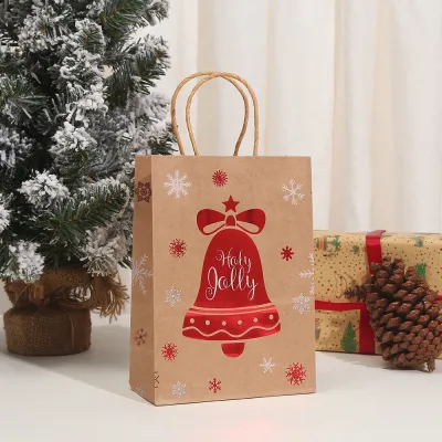 Christmas Bronzing Kraft Paper Tote Gift Bag