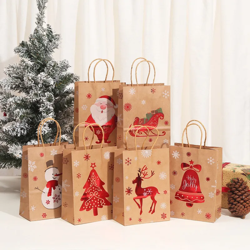 Christmas Bronzing Kraft Paper Tote Gift Bag