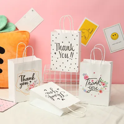 Fashion Simple English Letter Pattern Birthday Party Portable Kraft Paper Gift Packaging Bag