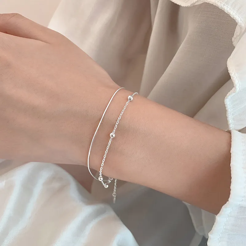 Women Double-Layer Geometric Bead Copper Bracelet