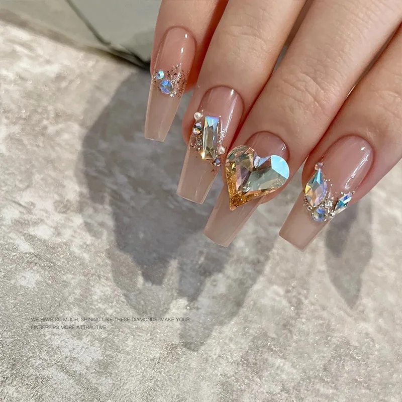 Women Fashion Super Flash Aurora Symphony Heart Diamond Nail Art Decoration
