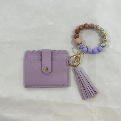 Women's Fashion Bohemian Tassel Bracelet Compact Wallet PU Leather Geometric