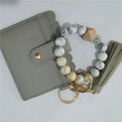Women's Fashion Bohemian Tassel Bracelet Compact Wallet PU Leather Geometric