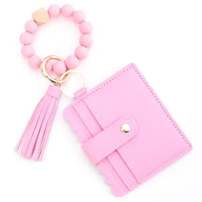 Women Fashion Beaded PU Tassel Coin Purse Bags Wallets