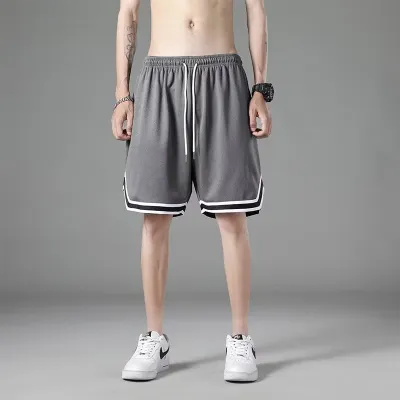 Men's Color Block Mesh Quick-Dry Sports Shorts Loose Fit Bermuda