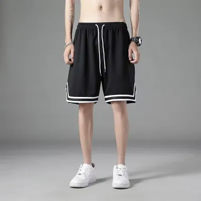 Men's Color Block Mesh Quick-Dry Sports Shorts Loose Fit Bermuda