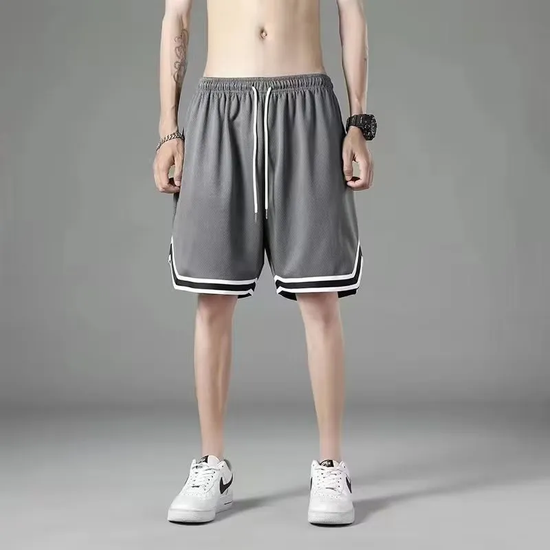 Men's Color Block Mesh Quick-Dry Sports Shorts Loose Fit Bermuda