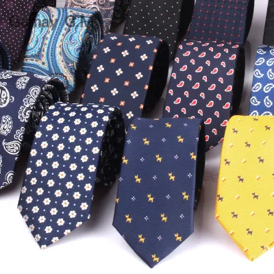 Men Casual Fashion Ultra Narrow Geometric Polyester Silk Tie